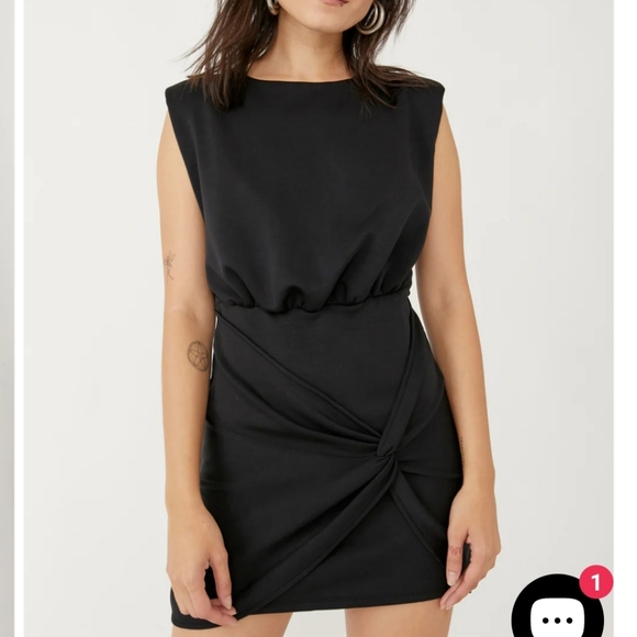 Free People Runaway Black Sleevless Knit Mini Dress Size Large - Picture 2 of 16